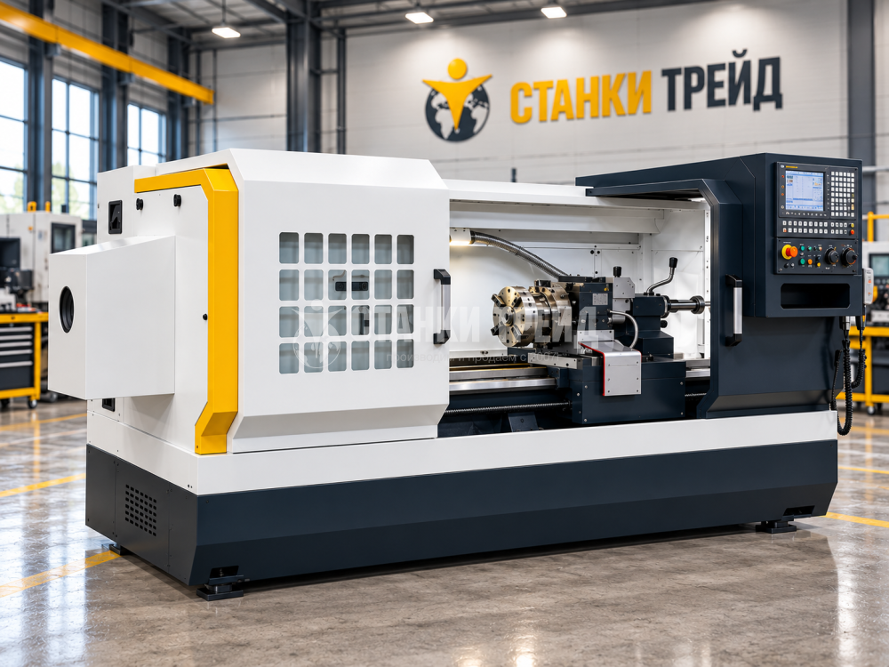 Токарный станок с ЧПУ Орсон 6150V/1000, Fanuc 0I TF, расстояние между направляющими 400 мм, двигатель 7,5 кВт, гидрав.патрон отверстие 80 мм, 6 инструмента